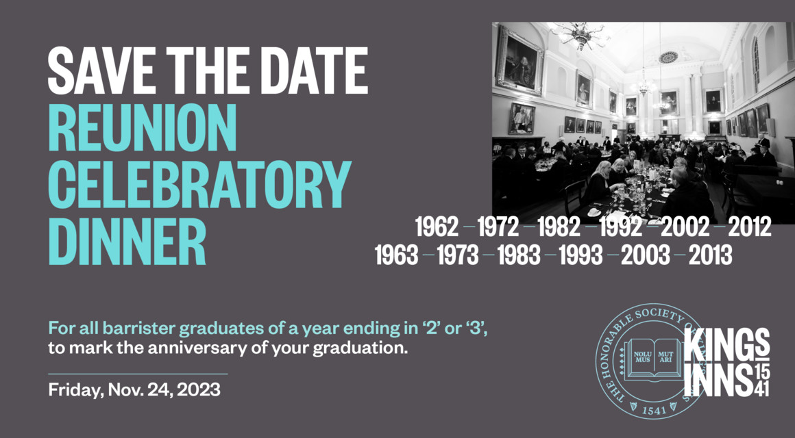 Save the Date: Reunion dinner for Barrister graduates of a year ending in ‘2’ or ‘3’